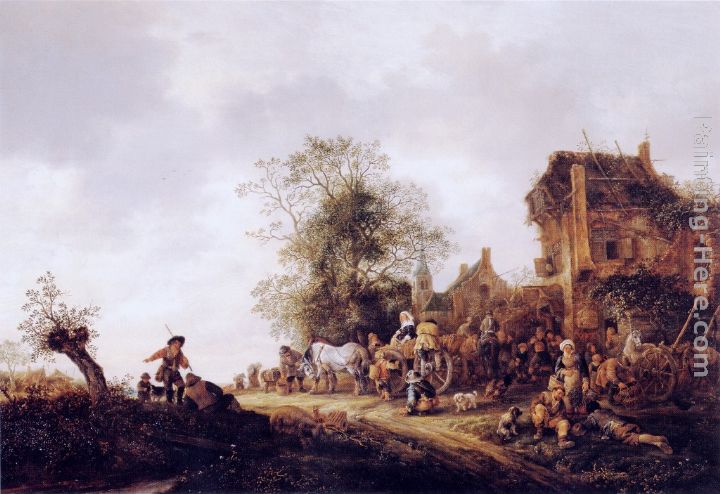 Travellers at a Country Inn painting - Isack van Ostade Travellers at a Country Inn art painting